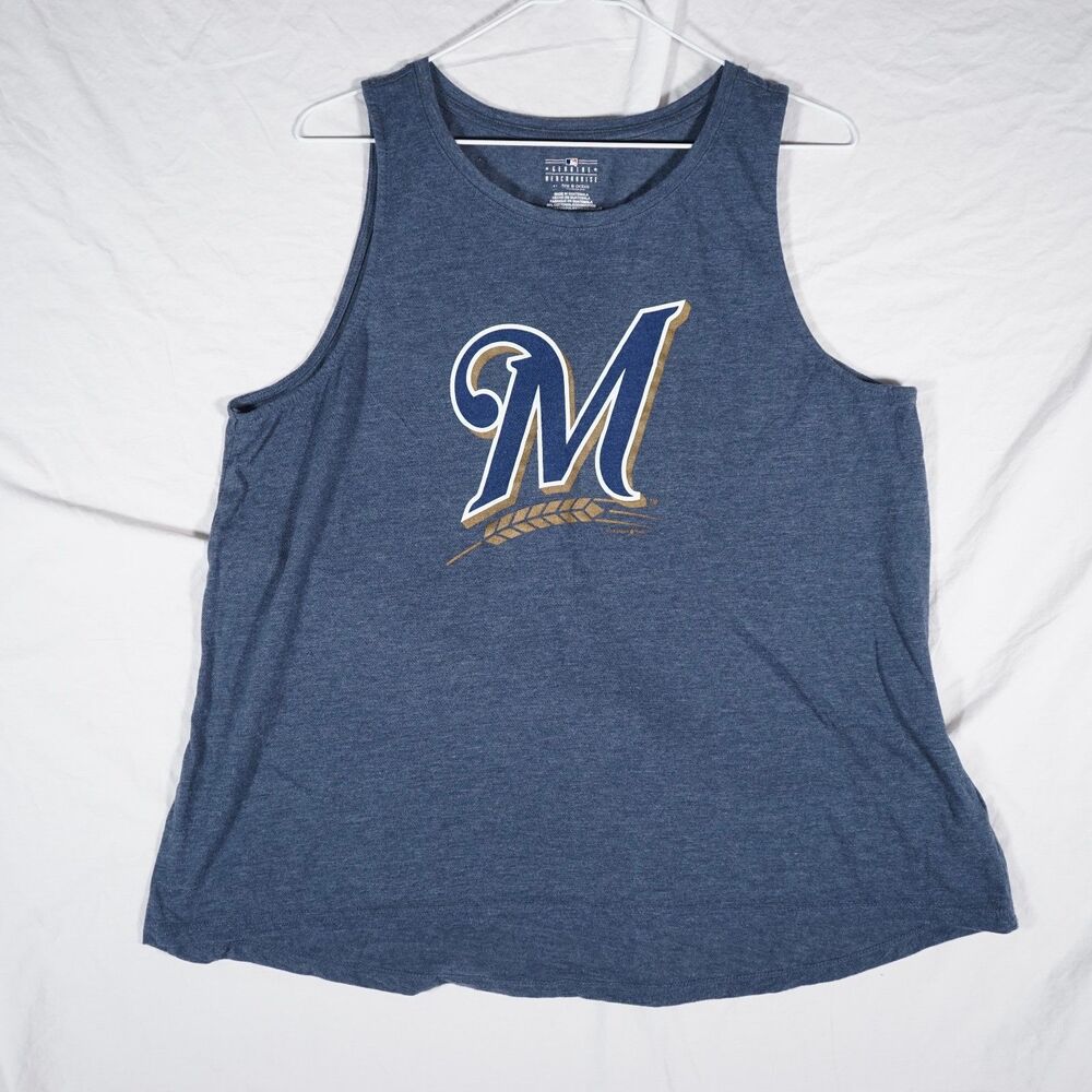 MLB Milwaukee Brewers Tank Top Blue Logo Women's XL
